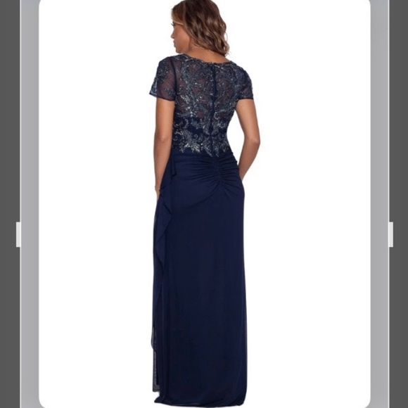 XSCAPE Long Beaded Top Sheer Matte Jersey Skirt Dress - Picture 3 of 15